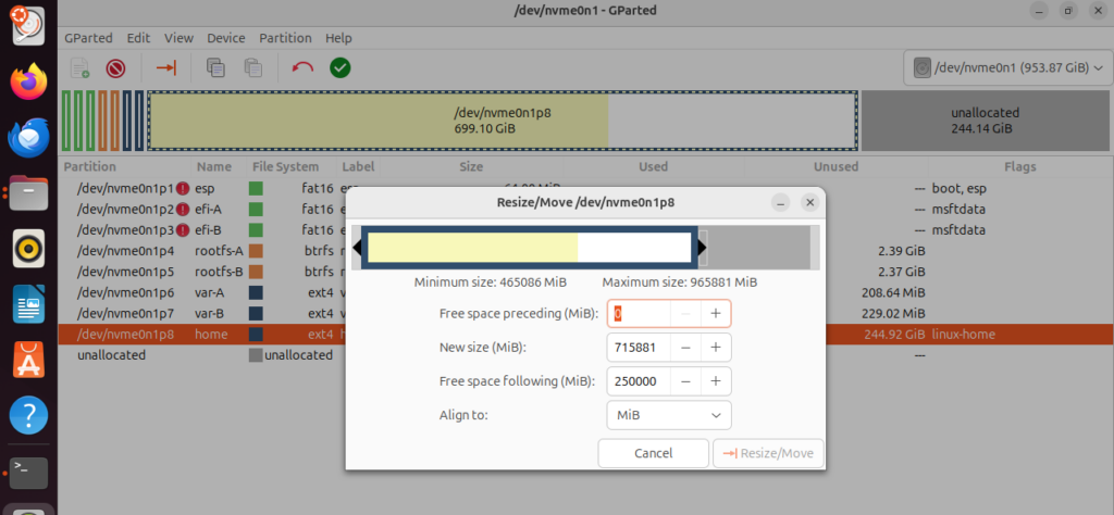 Resizing SteamOS partition